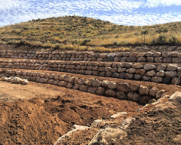 Large three level rock wall